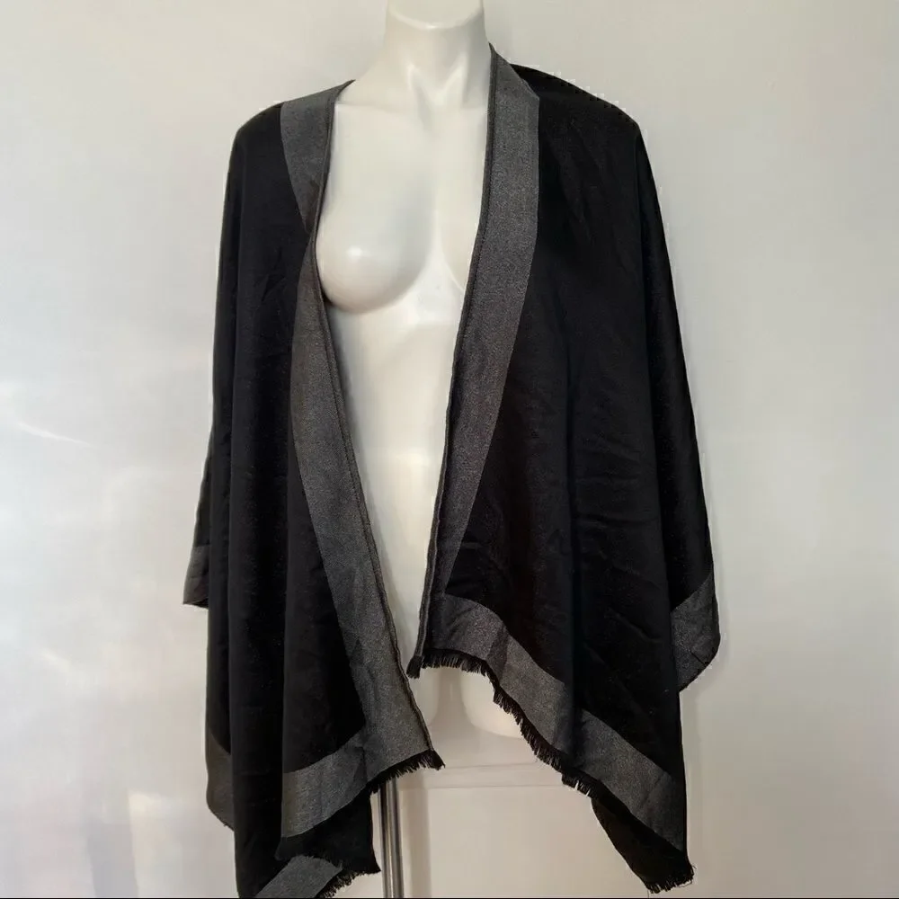 CK Metallic Knit Poncho Scarf Wrap
